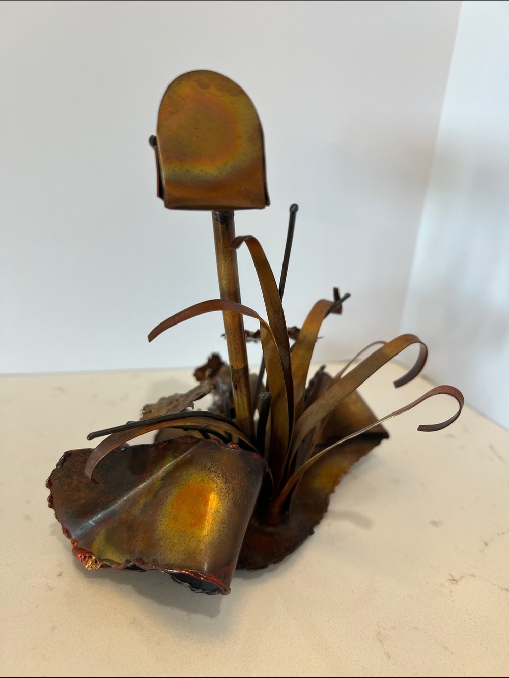 Vintage Handmade Welded Metal Mailbox Folk Art Sculpture Industrial Decor - Picture 4 of 8